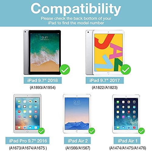 LOG ZOG iPad 9.7 estojo de 2018/2017, caixa de ar iPad Air 2/iPad, estojo de couro de proteção, estação de stand ajustável/sono