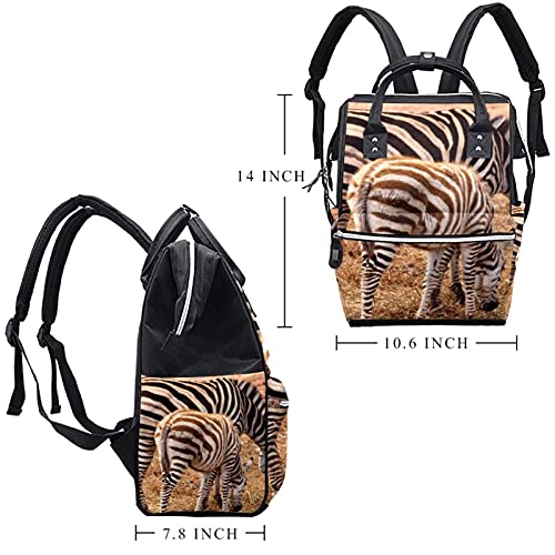 Mochila de fraldas de zebra de animais selvagens Backpack Mummy Backpack de grande capacidade Bolsa de enfermagem Bolsa