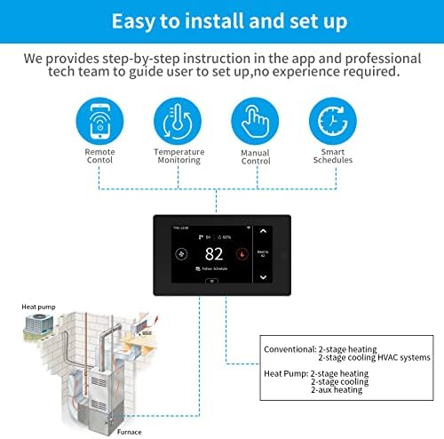 Owon WiFi Termostato para casa, termostato sem fio compatível com Alexa e Google Assistant, termostato programável de 7 dias