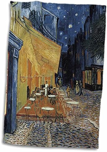3d Rose Terrace de um café à noite por Vincent van Gogh Toalha, 15 x 22