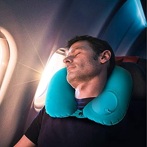 Travesseiro de viagem de Jakashy para aviões - travesseiros de pescoço em forma de U para viajar, travesseiro inflável