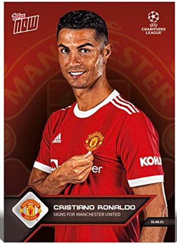 2021 Topps agora Cristiano Ronaldo #14- Sinais de cartão de negociação de futebol da Manchester United Champions League- enviado no suporte de proteção.