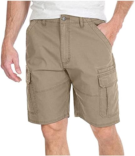 Shorts de carga para homens multi -bolsos com zíper shorts de golfe de cordão tático de verão de 5 polegadas de 5 polegadas peixes caminhando calças curtas