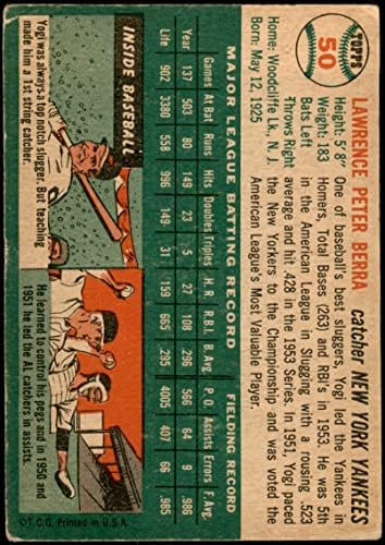 1954 Topps 50 WHT Yogi Berra New York Yankees Good Yankees