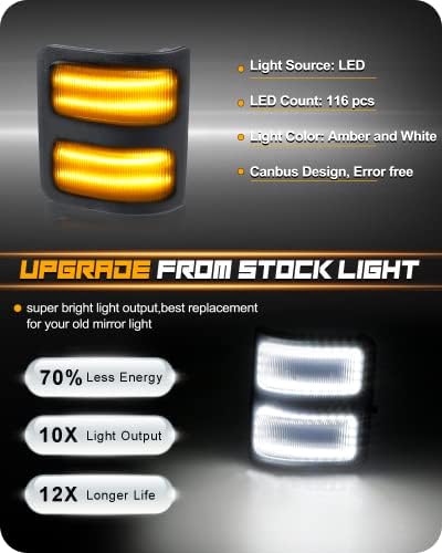 Ruxifey sequencial switchback lateral Luzes de espelho lateral LED LED LED LED COMPATÍVEL COM 2008- FORD F250 F350 F450 SUPER DURAÇÃO