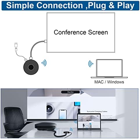 Topbuy Wireless HDMI Display Adaptador dongle, adaptador de TV usado para transmitir vídeo/áudio de laptop, PC, smartphone