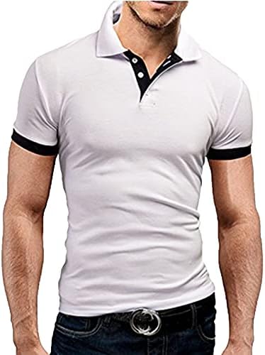 Wenkomg1 Men's Compression Business Polo Camisetas 1/4 Button Camisetas de vestido de manga curta de manga curta T-shirt
