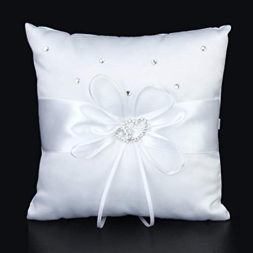 Veemon Mesa de casamento decoração Caso de travesseiro de bolso de casamento, almofada de 6 * 6 polegadas de portador de anel romântico com renda