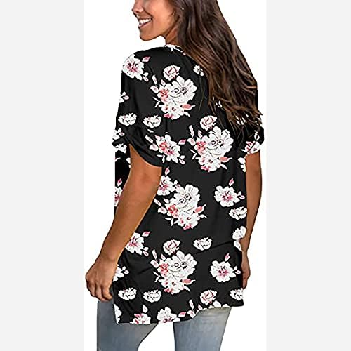 Tamas de impressão floral feminina Camiseta sexy camiseta em vaca curta camiseta curta camisetas casuais