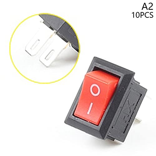 10pcs/set mini botão de botão SPST 2 pinos On/Off Rocker Toggle Switch 6A 250V