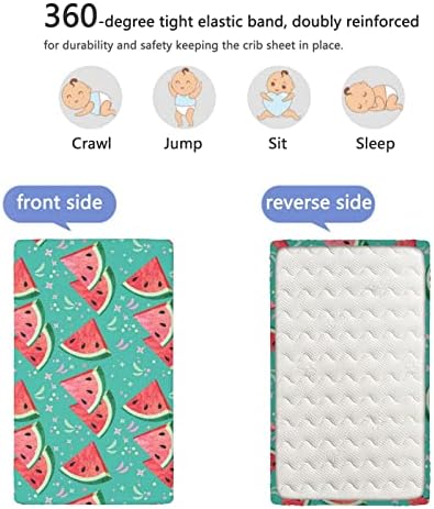 Mini-berço com tema de melancia, lençóis de berço, lençóis de berço portáteis lençóis de colchão de materiais Ultra