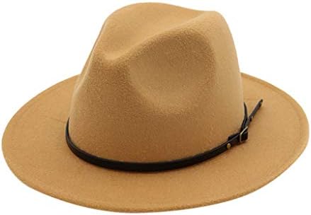Chapéus de Fedora com fivela de fivela de cinto Casual Felt Hat For Women Retro Fluppy Cap Brim Brim Fedora Chapéus para mulheres homens