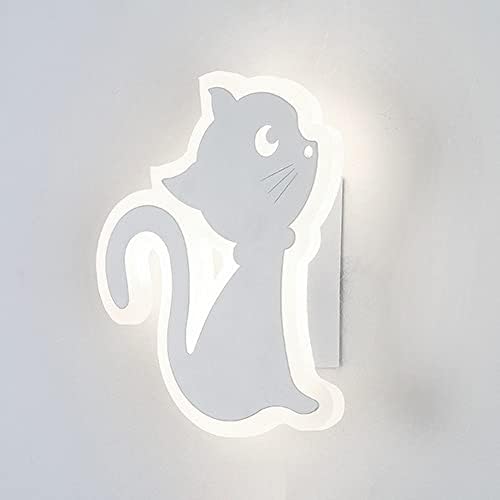 Lâmpadas de parede neochy, luminária de parede liderada por 12W para crianças - luzes criativas em forma de gato, decoração moderna de decoração de parede para berçário, menino/menina/princesa lâmpada de cabeceira/luz branca