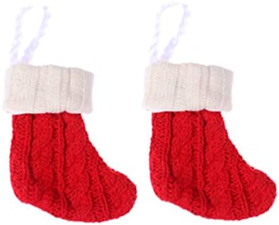 Ornamentos da natividade amosfun 2pcs Mini meias de natal malha malha decorações de meias rústicas bolsos de talheres de Natal