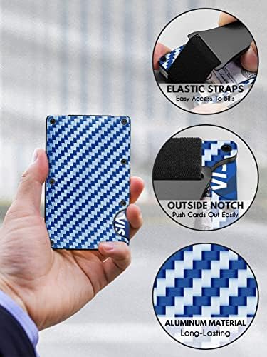 Carteira minimalista de Mosiyeef para carteira de metal masculina-carteira furtiva de fibra de carbono com proteção de bloqueio