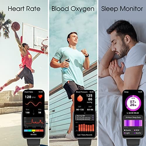 Amihusel Smart Watch for Men Mulher, rastreadores de atividades de fitness de 1,96 e relógios inteligentes à prova d'água com Bluetooth Call/Freqüência cardíaca Sleep Health Monitor para iPhone Android Telefone compatível