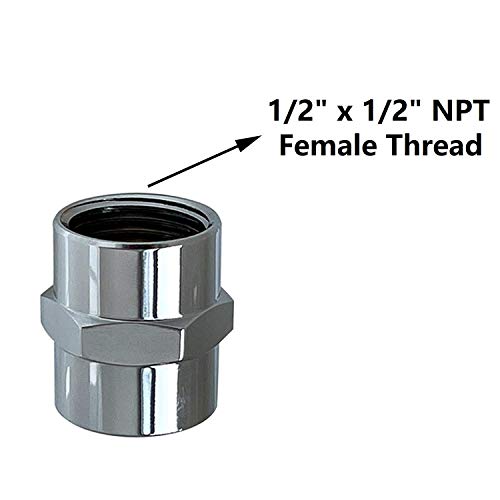 Acoplamento de ajuste de tubo de latão 1/2 x 1/2 NPT fêmea fêmea Crome Feminino Cromado Tubo de acabamento Acoplamento