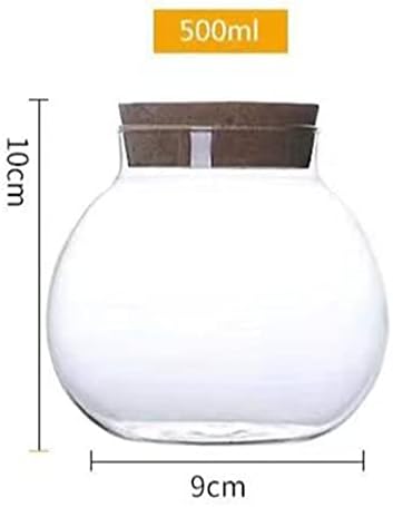 Recipiente de armazenamento de alimentos de vidro esférico UYSVGF com tampas de cortiça Jarra de vidro selado com