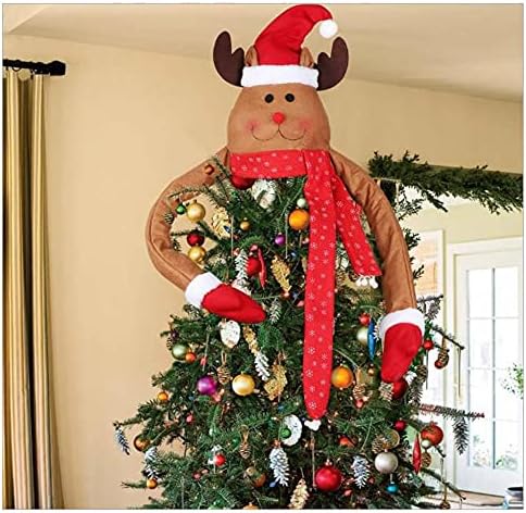 Alifa Deer Tree Tree Topper grande árvore de Natal Topper Topper Hugger Topper Decoração de árvore de Natal com braço longo para decoração de casa de festa