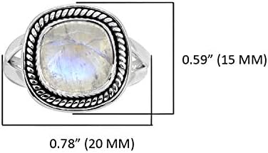 Yotreasure Rainbow Moonstone Solid 925 Sterling Silver Split Hashank Ring