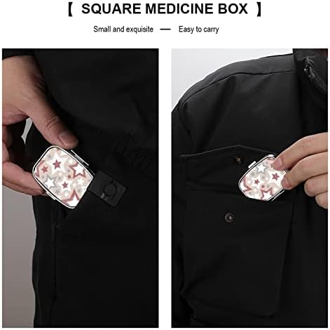 Caixa de comprimidos de metal estrelas da caixa de armazenamento de pílula cinza vermelha Os organizadores pequenos da pílula para viagens de bolso de bolso 2.2x1.6in