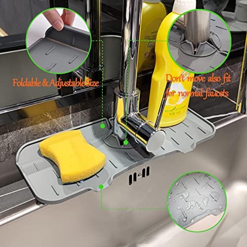 MLGDA Silicone Taucet Catcher Tapete, guarda de respingos de pia da torneira, Drenagem da pia atrás da torneira, protetor de gotejamento bancada de respingo para cozinha e bancada de bancada Proteção