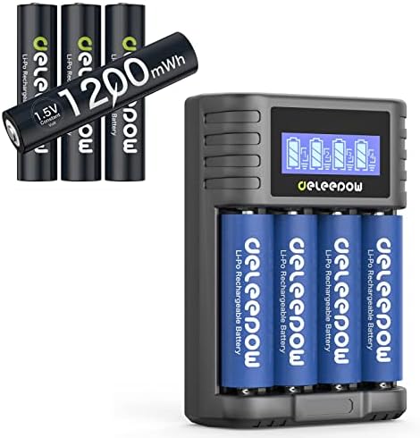Pacote de DeLeepow de baterias AA Recahrgable com carregador e baterias recarregáveis ​​AAA