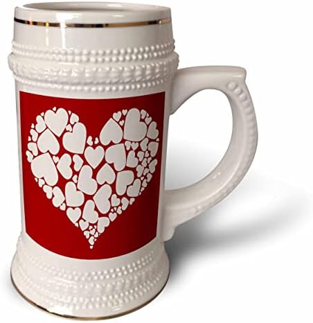 3drose um coração cheio de amor coração romântico corações brancos em vermelho - 22oz caneca caneca