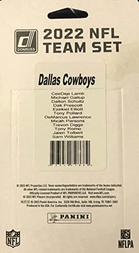 Dallas Cowboys 2022 Donruss Factory Sealed Team Set com Dak Prescott e Micah Parsons, além de cartões de novato classificados de Jalen Tolbert e Sam Williams
