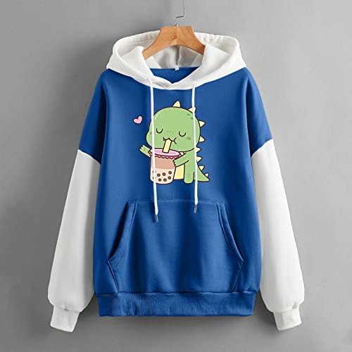 Malbaba Womens Casual Manga Longa Capole de Dinosaur Capuz de Dinossauro Pullover Pullover DragotShirt Blouse Top