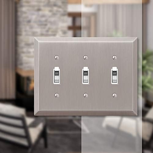 Amerelle 163tttbn Century Triple Toggle Aço Wallplate em níquel escovado