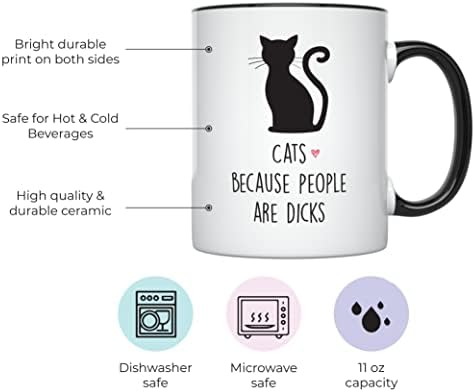Designs Younique Canecas de café engraçadas - Caneca de café portátil Canecas de gato de 11 onças para amantes de gatos Presentes