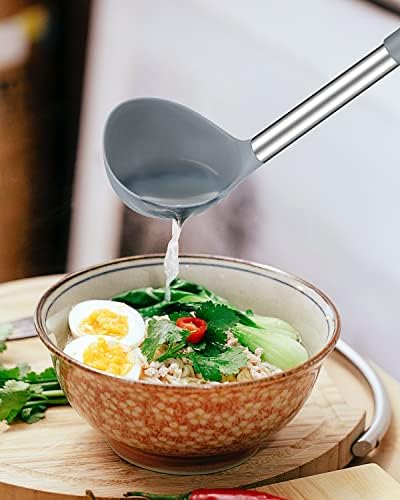 Fork de macarrão de silicone e concha de concha de sopa, utensílios antiaderentes de cozinha resistentes ao calor BPA para