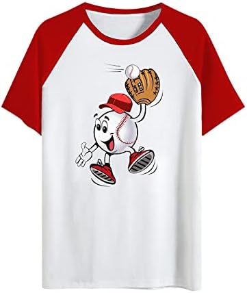 Camisas engraçadas de treino para mulheres, tee gráfico de beisebol de beisebol de beisebol camiseta de verão casual manga curta
