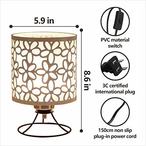 Lâmpada de mesa de cabeceira, lâmpada minimalista de cabeceira pequena, lâmpada de mesa lateral para quarto, candeeiro de