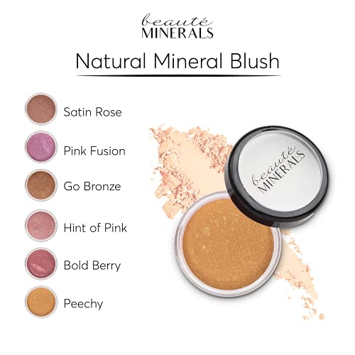 Pó de blush mineral por belas minerais | Maquiagem de blush em pó prensado com glúten: contorno natural de maquiagem, paleta
