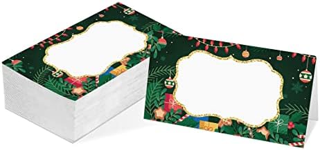 Cartão de lugar de mesa, cartões de estilo com temas de Natal, pacote de 25 cartão de recepção semi-dobrado, perfeito