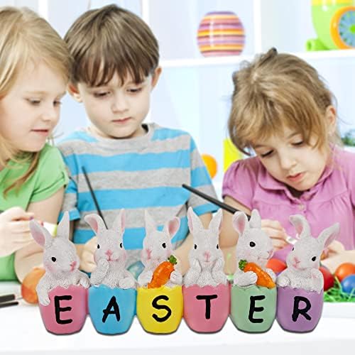 Dr.Dudu Decorações de Páscoa Easter Ovos Bunny, peça central da mesa de Páscoa de resina pintada à mão, Bunny de decoração