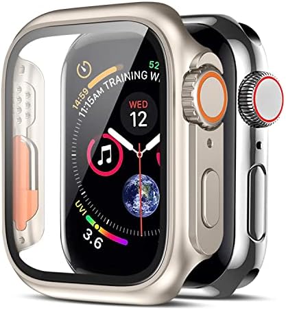 Casman relógio Caso compatível com a série Apple Watch 8/7 45mm Casa de vidro temperado Caso do pára -choques PC Cobertura