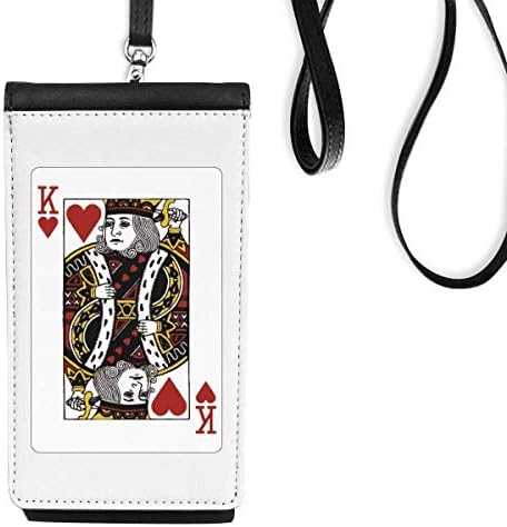 Heart K Playing Cards Pattern Phone Wallet Burse pendurada bolsa móvel bolso preto