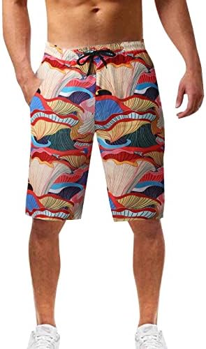 Calça impressão de verão masculino banda elástica de esportes casuais soltos, shorts retos praia shorts homens homens