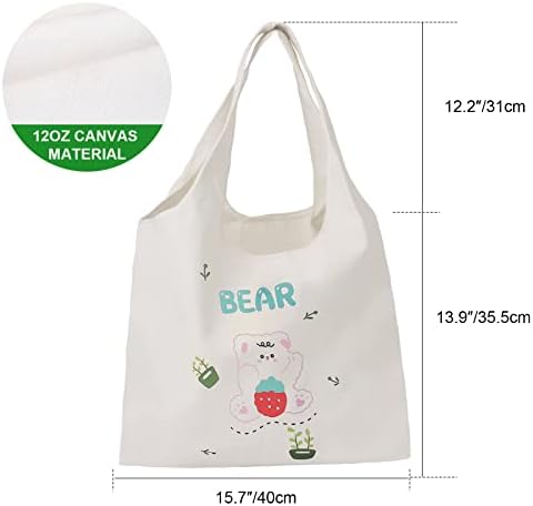 Sacolas de lona cnaiyunpin, sacola de lona para mulheres, sacolas com bolso interno, sacolas reutilizáveis ​​de grande capacidade