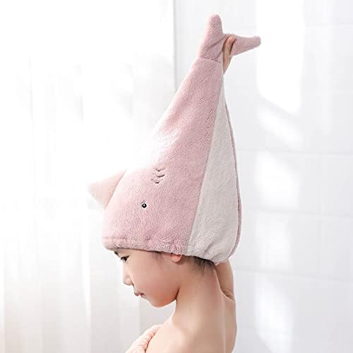 Toalha de secagem de cabelo para garotas infantis, foyadi fofo de desenho animado absorvente de banho de secagem rápida