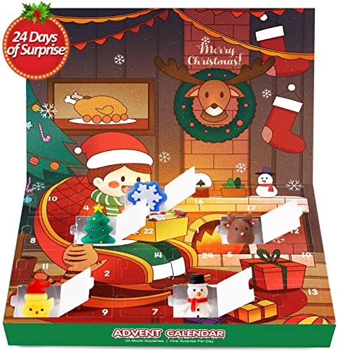 Calendário do advento de Natal 2022 Countdown Calendários Toys Para crianças Ludilo Christmas Mochi Toys mole 24pcs Diferentes