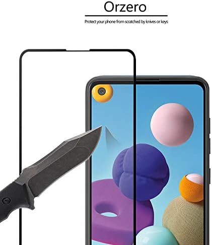 Protetor de tela de vidro temperado ORZERO Compatível para o Samsung Galaxy A21s, arco 2.5D Bordas 9 Dúza HD Anti-arranha
