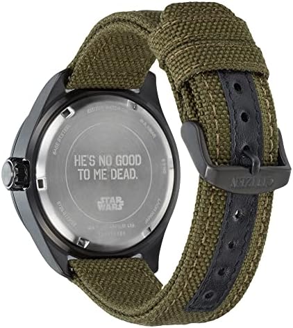 Citizen Eco-Drive Star Wars Quartz Men's Watch, aço inoxidável com cinta Cordura®, Boba Fett, verde