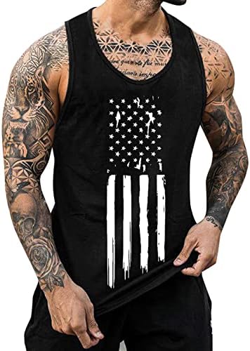 BMISEGM SUMPLEM Mens camisetas masculinas do Dia da Independência Tanque de verão Tampa respirável de tamanho grande de tamanho casual masculas