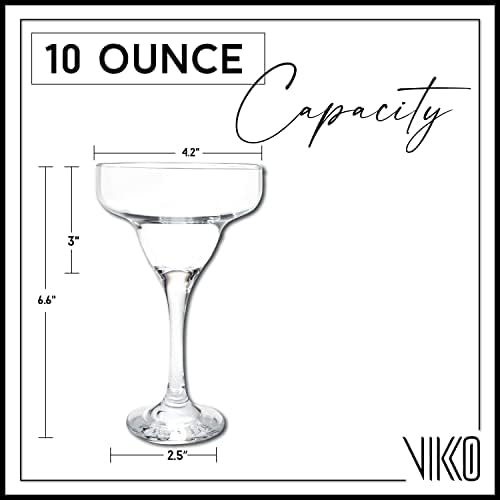 Vikko Margarita Glasses, 10 onças, conjunto cristalino de 12 copos de margarita, copos elegantes para margaritas, pina coladas e coquetéis