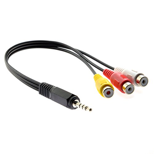 CableCC 3,5mm 1/8 Male estéreo auxiliar Aux a 3 RCA AV Cord Female Audio Video Composite Cable 20cm