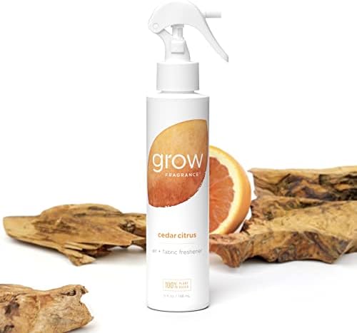 Fragrância Grow - Spray certificado de tecido não tóxico e baseado em plantas e reflexo de ar. Feito com todos os óleos essenciais naturais - chuva de flores silvestres - grande odor eliminador e reflexo de spray de tecido